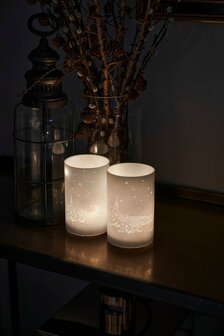 Set van twee decoratieglazen met ledlichtje, dessin hertjes